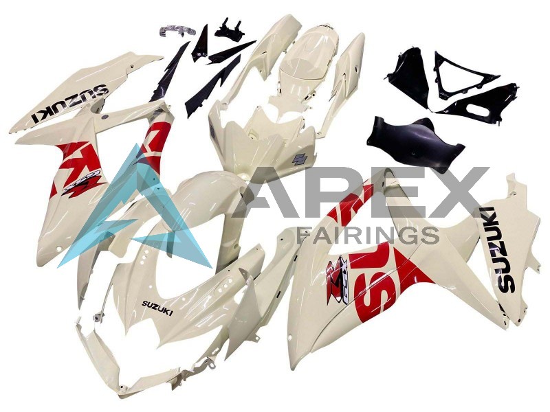 Cream White Red Black - Suzuki GSX-R600 (2008-2010) ABS Fairings | Apex Fairings — view 2
