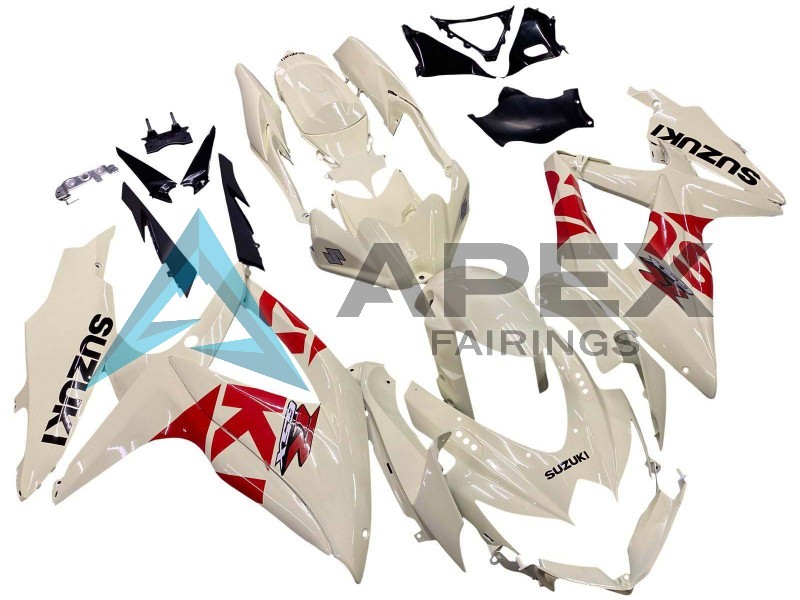 Cream White Red Black - Suzuki GSX-R600 (2008-2010) ABS Fairings | Apex Fairings — view 3