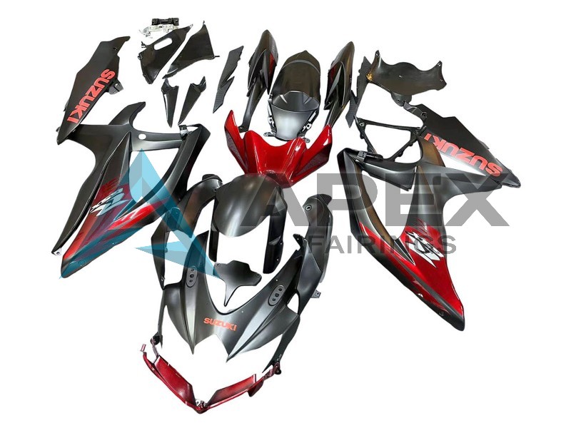 Matte Black Red - Suzuki GSX-R600 (2008-2010) ABS Fairings | Apex Fairings — view 2