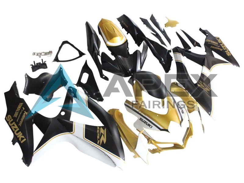 Matte Black White Gold - Suzuki GSX-R600 (2008-2010) ABS Fairings | Apex Fairings — view 2
