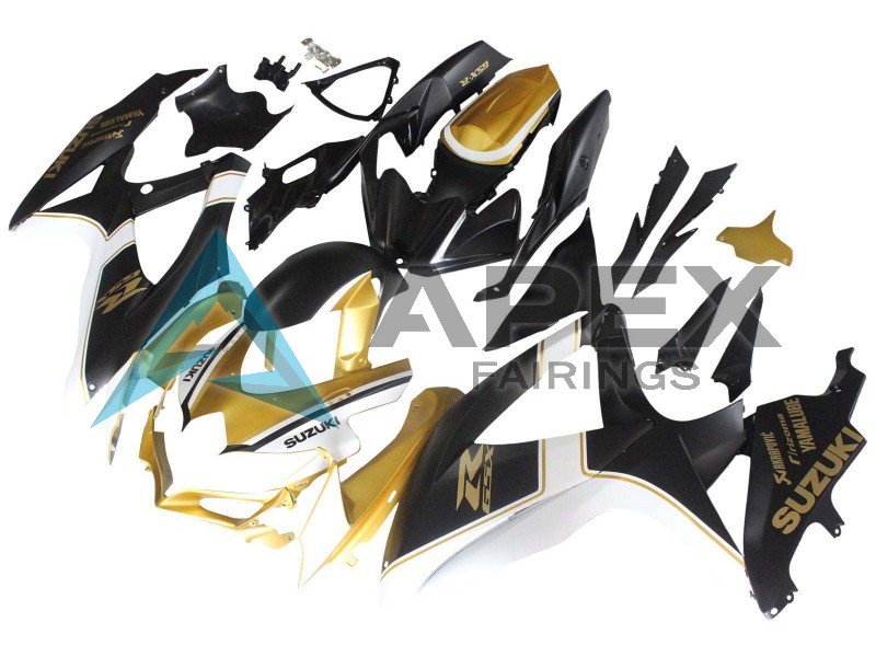 Matte Black White Gold - Suzuki GSX-R600 (2008-2010) ABS Fairings | Apex Fairings — view 3
