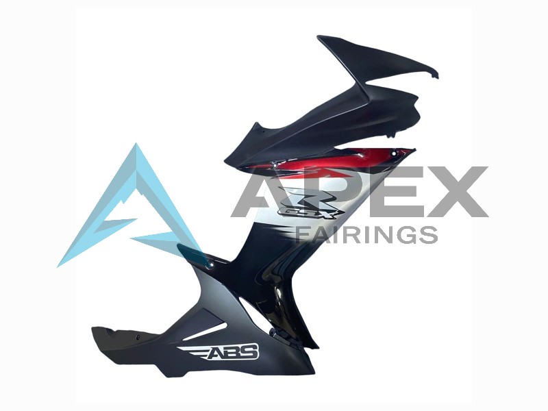Glossy Black Forged Carbon Fiber Silver Red - Suzuki GSX-R600 (2011-2026) ABS Fairings | Apex Fairings — view 4