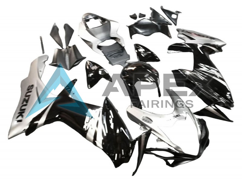 Glossy Black Silver - Suzuki GSX-R600 (2011-2026) ABS Fairings | Apex Fairings — view 2