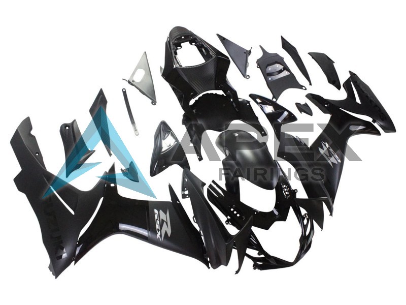 Matte Black Glossy Black - Suzuki GSX-R600 (2011-2026) ABS Fairings | Apex Fairings — view 2
