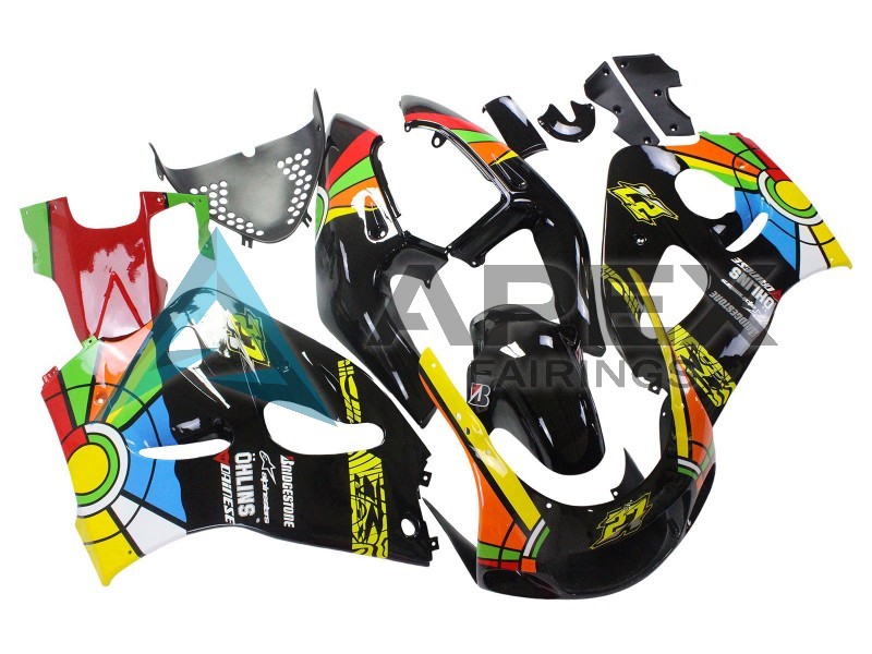 Black Multicolor 27 - Suzuki GSX-R600 (1996-2000) ABS Fairings | Apex Fairings — view 3