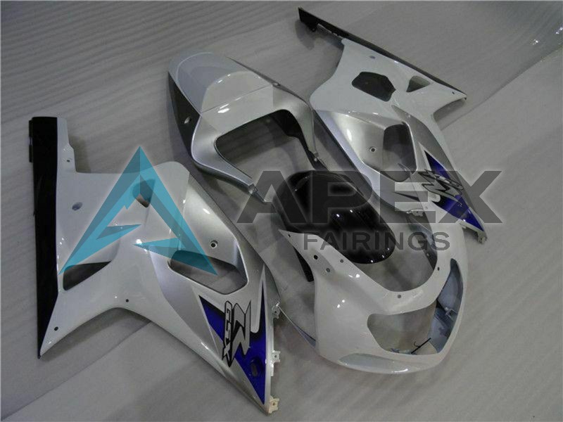 White Silver Blue Black - Suzuki GSX-R750 (2001-2003) ABS Fairings | Apex Fairings — view 3