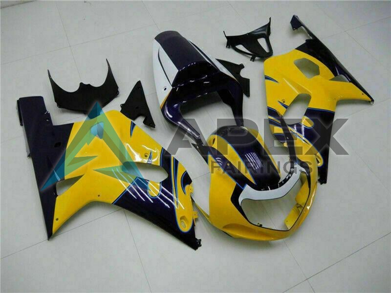 Yellow Dark Blue Glossy Black - Suzuki GSX-R750 (2001-2003) ABS Fairings | Apex Fairings — view 3