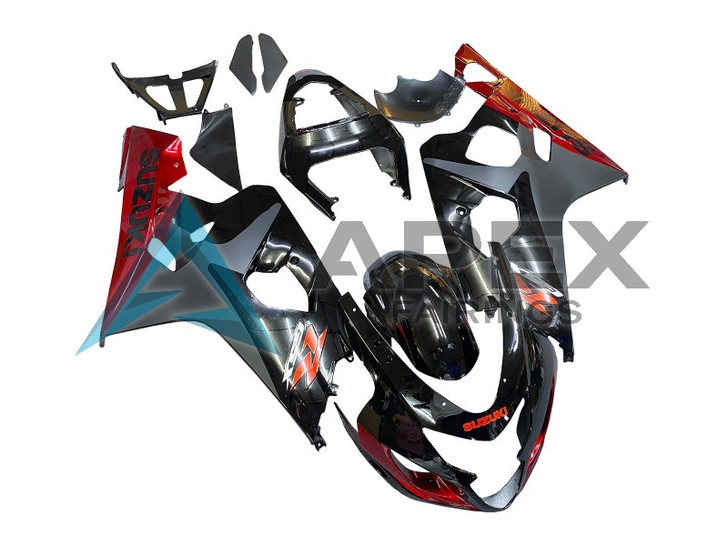 Black Grey Red - Suzuki GSX-R750 (2004-2005) ABS Fairings | Apex Fairings — view 2