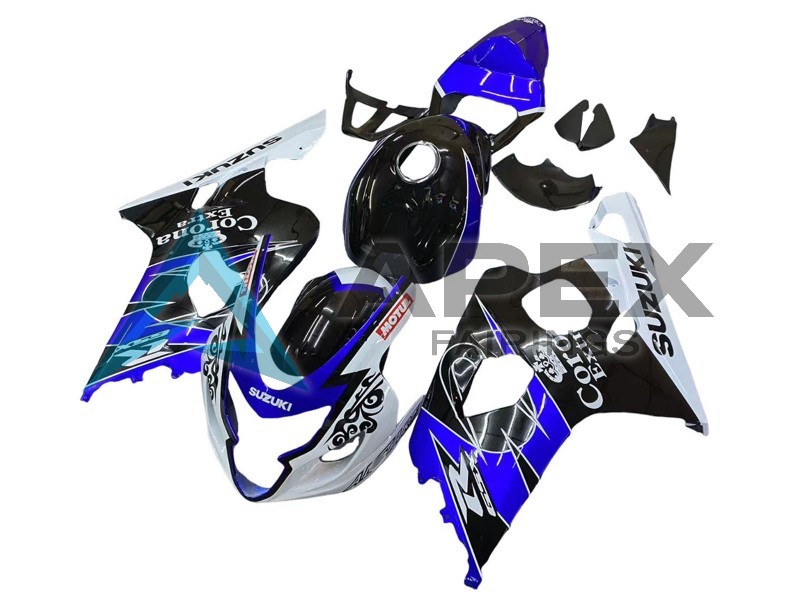 White Blue Black Corona Motul - Suzuki GSX-R750 (2004-2005) ABS Fairings | Apex Fairings — view 3