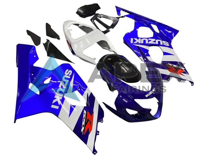 White Blue Black Red - Suzuki GSX-R750 (2004-2005) ABS Fairings | Apex Fairings — view 3