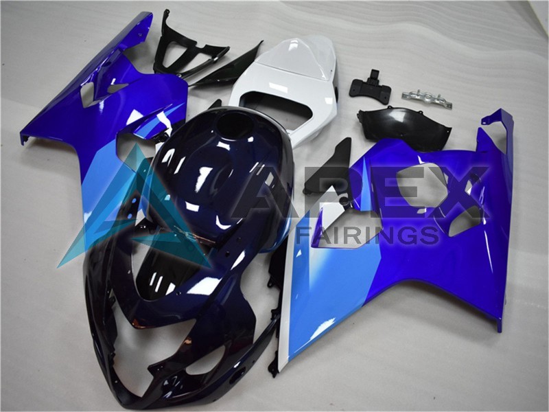 White Blue Black - Suzuki GSX-R750 (2004-2005) ABS Fairings | Apex Fairings — view 3