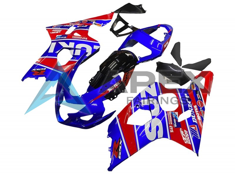Blue Red Black Motul Dunlop - Suzuki GSX-R750 (2004-2005) ABS Fairings | Apex Fairings — view 3