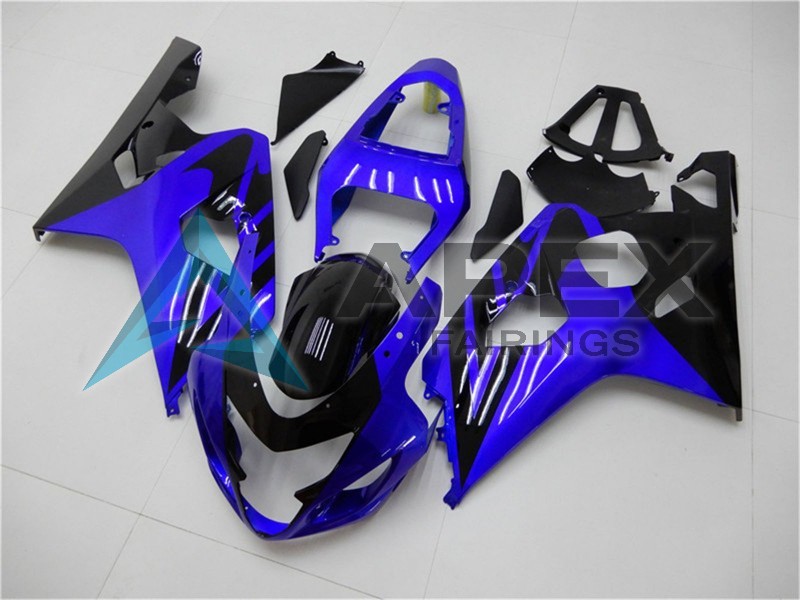 Blue Glossy Black - Suzuki GSX-R750 (2004-2005) ABS Fairings | Apex Fairings — view 3