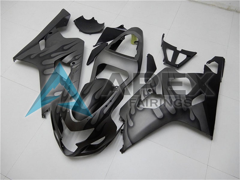 Grey Black Flame - Suzuki GSX-R750 (2004-2005) ABS Fairings | Apex Fairings — view 2