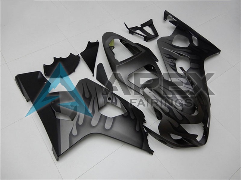Grey Black Flame - Suzuki GSX-R750 (2004-2005) ABS Fairings | Apex Fairings — view 3