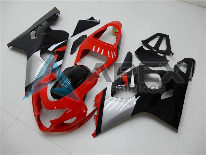 Red Silver Black - Suzuki GSX-R750 (2004-2005) ABS Fairings | Apex Fairings — view 2
