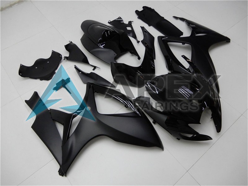 Matte Black Glossy Black - Suzuki GSX-R750 (2006-2007) ABS Fairings | Apex Fairings — view 2