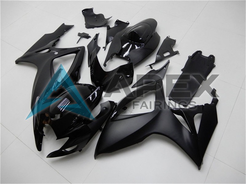 Matte Black Glossy Black - Suzuki GSX-R750 (2006-2007) ABS Fairings | Apex Fairings — view 3