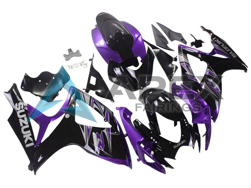Purple Glossy Black - Suzuki GSX-R750 (2006-2007) ABS Fairings | Apex Fairings — view 2