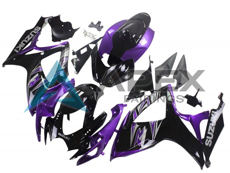 Purple Glossy Black - Suzuki GSX-R750 (2006-2007) ABS Fairings | Apex Fairings — view 3