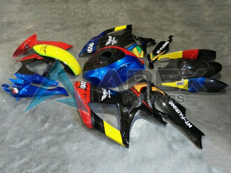 Red Blue Yellow - Suzuki GSX-R750 (2006-2007) ABS Fairings | Apex Fairings — view 2