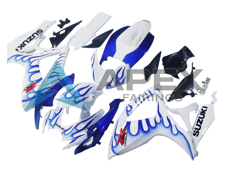White Blue Flame - Suzuki GSX-R750 (2006-2007) ABS Fairings | Apex Fairings — view 2