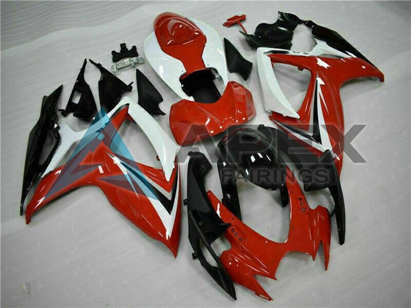 White Red Glossy Black Stripe - Suzuki GSX-R750 (2006-2007) ABS Fairings | Apex Fairings — view 3