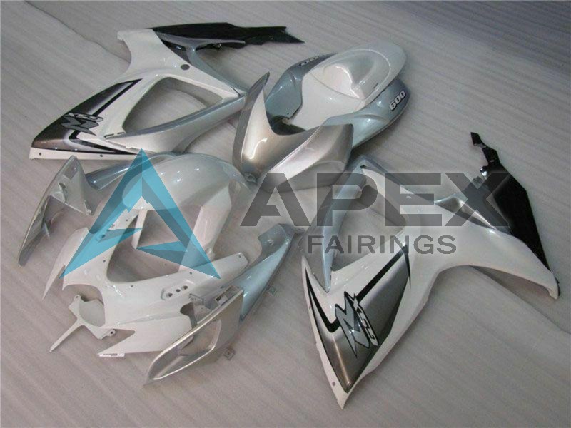 White Silver - Suzuki GSX-R750 (2006-2007) ABS Fairings | Apex Fairings — view 2