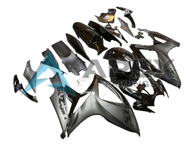Glossy Black Matte Black - Suzuki GSX-R750 (2006-2007) ABS Fairings | Apex Fairings — view 3