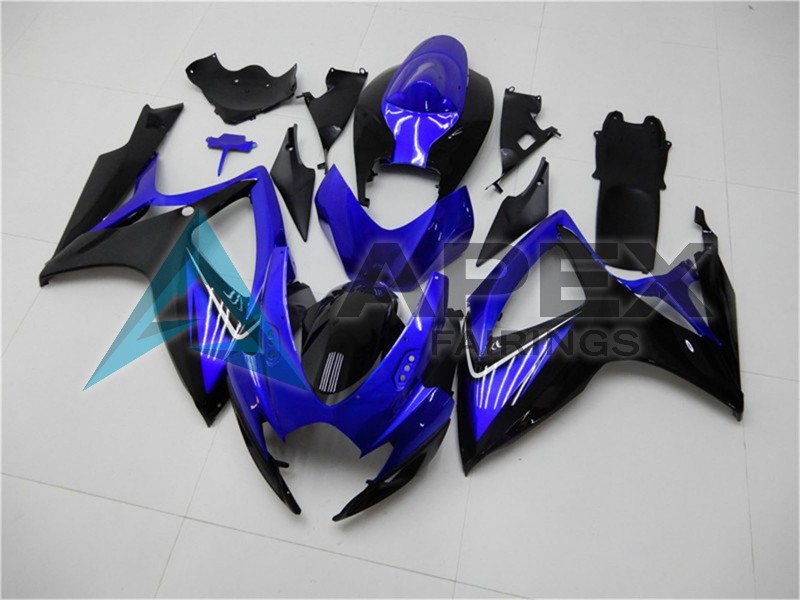 Blue Glossy Black - Suzuki GSX-R750 (2006-2007) ABS Fairings | Apex Fairings — view 2