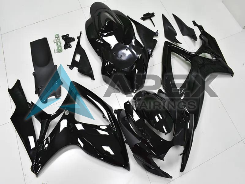 Glossy Black - Suzuki GSX-R750 (2006-2007) ABS Fairings | Apex Fairings — view 2