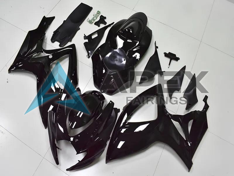 Glossy Black - Suzuki GSX-R750 (2006-2007) ABS Fairings | Apex Fairings — view 3