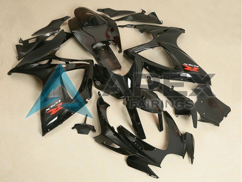 Glossy Black - Suzuki GSX-R750 (2006-2007) ABS Fairings | Apex Fairings — view 2