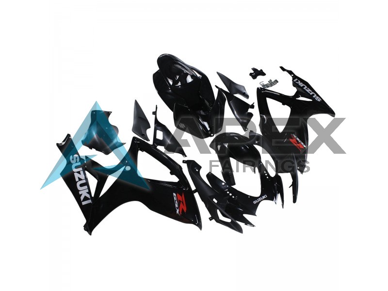 Glossy Black - Suzuki GSX-R750 (2006-2007) ABS Fairings | Apex Fairings — view 2
