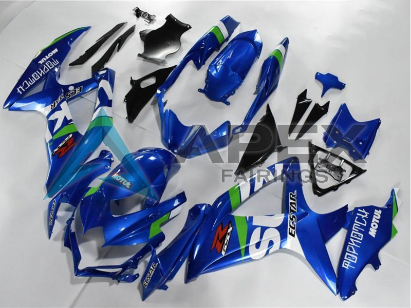 Blue White Green Black - Suzuki GSX-R750 (2008-2010) ABS Fairings | Apex Fairings — view 3