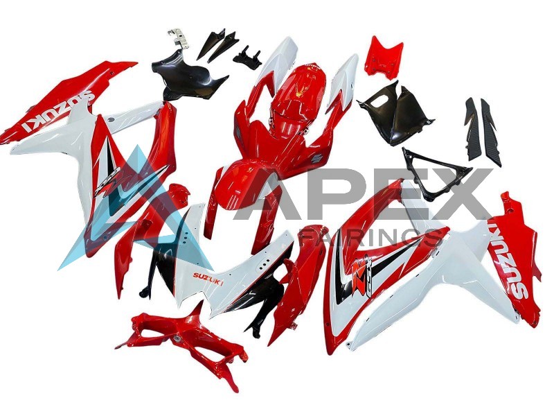 White Red Black - Suzuki GSX-R750 (2008-2010) ABS Fairings | Apex Fairings — view 3