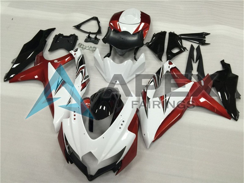 White Red Glossy Black - Suzuki GSX-R750 (2008-2010) ABS Fairings | Apex Fairings — view 3