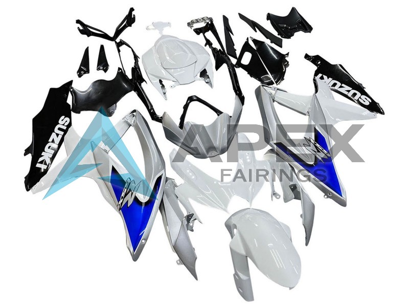 White Silver Blue Black - Suzuki GSX-R750 (2008-2010) ABS Fairings | Apex Fairings — view 3