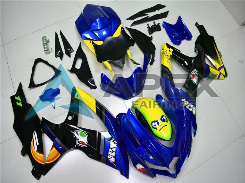 Blue Yellow Shark - Suzuki GSX-R750 (2008-2010) ABS Fairings | Apex Fairings — view 3
