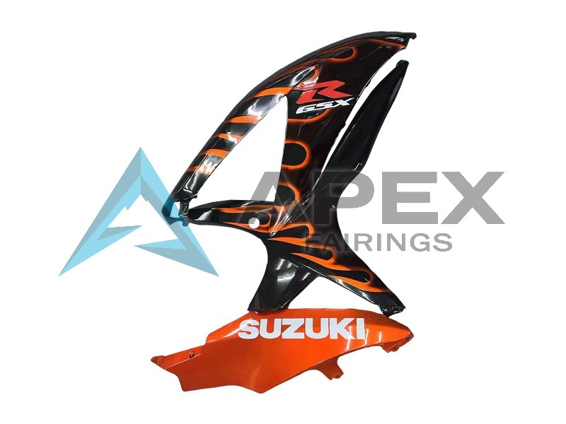 Glossy Black Orange Flame - Suzuki GSX-R750 (2008-2010) ABS Fairings | Apex Fairings — view 4