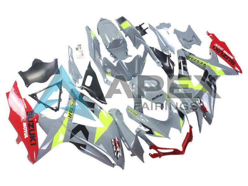Grey Yellow Red - Suzuki GSX-R750 (2008-2010) ABS Fairings | Apex Fairings — view 2