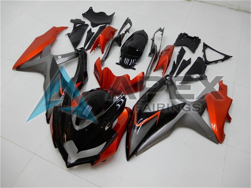 Orange Grey Glossy Black - Suzuki GSX-R750 (2008-2010) ABS Fairings | Apex Fairings — view 3