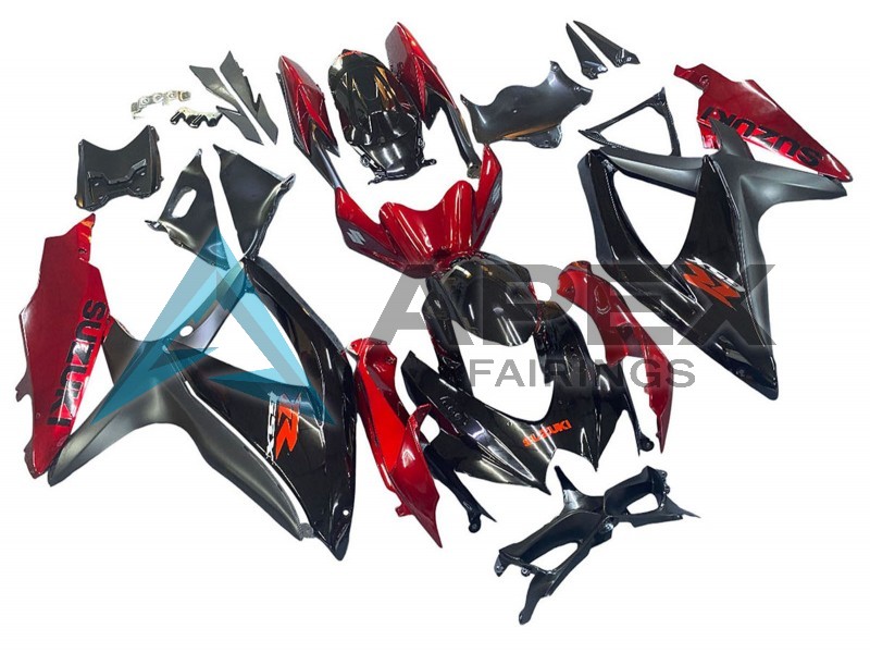 Red Glossy Black - Suzuki GSX-R750 (2008-2010) ABS Fairings | Apex Fairings — view 2