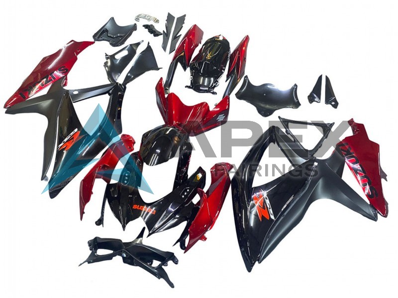 Red Glossy Black - Suzuki GSX-R750 (2008-2010) ABS Fairings | Apex Fairings — view 3