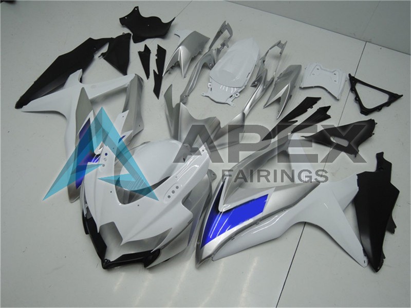 Silver White Blue Black - Suzuki GSX-R750 (2008-2010) ABS Fairings | Apex Fairings — view 2