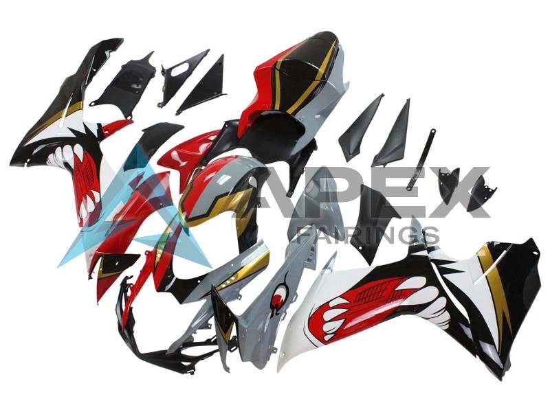 Red Gold Grey Black White Shark - Suzuki GSX-R750 (2011-2026) ABS Fairings | Apex Fairings — view 3