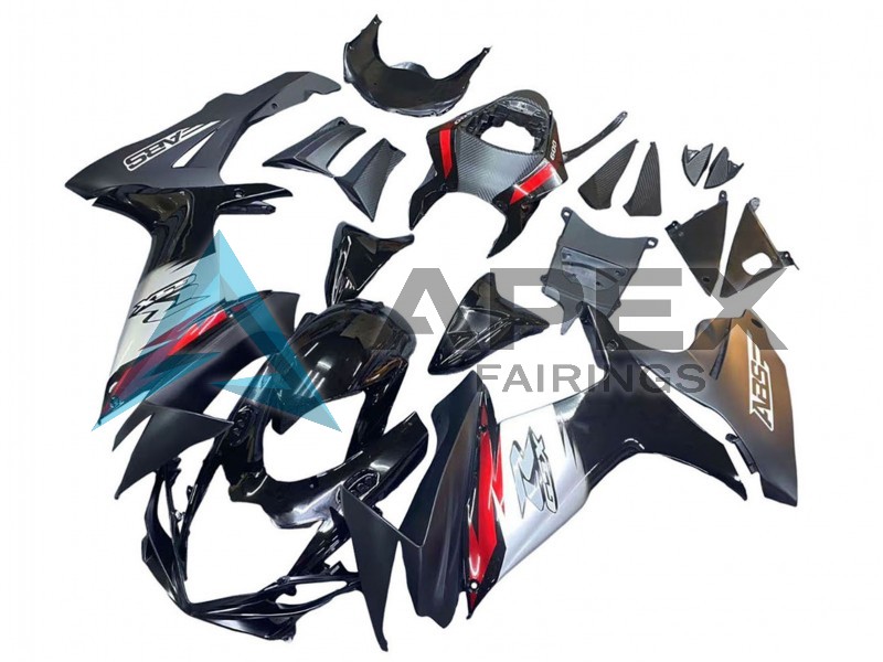 Glossy Black Forged Carbon Fiber Silver Red - Suzuki GSX-R750 (2011-2026) ABS Fairings | Apex Fairings — view 2