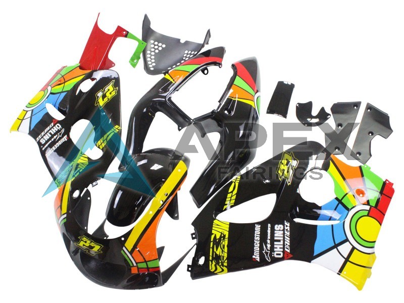 Black Multicolor 27 - Suzuki GSX-R750 (1996-2000) ABS Fairings | Apex Fairings — view 2