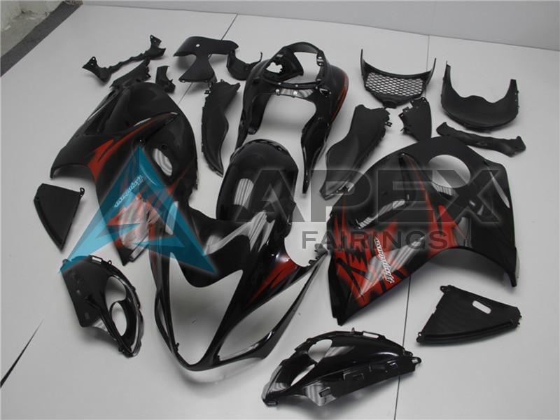 Glossy Black Red - Suzuki GSX-R1300 Hayabusa (2008-2020) ABS Fairings | Apex Fairings — view 2