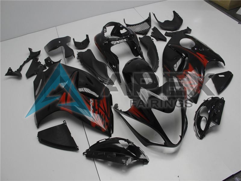 Glossy Black Red - Suzuki GSX-R1300 Hayabusa (2008-2020) ABS Fairings | Apex Fairings — view 3